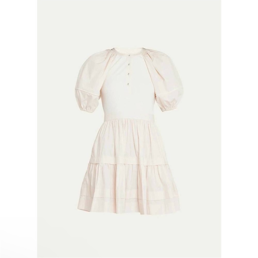 NWT Ulla Johnson Amelia Ivory Puff Sleeve Mini Mixed Media Revolve Dress 4 - Picture 6 of 12
